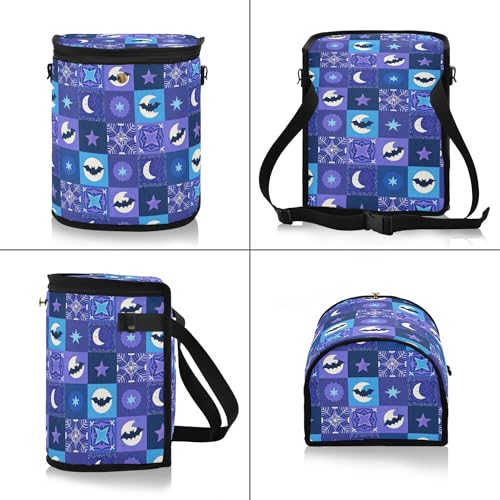 Image of MNSRUU Car Trash Can with Lid, Bats Moon Snowflakes Vintage Car Trash Bag Hanging Organizers and Storage for Front Back Seat, Leak-Proof Trash Bin