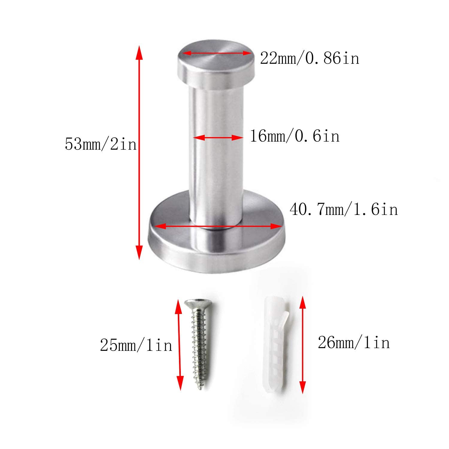 4 Piezas Ganchos de Pared Redondos Plata, Gancho de Pared de Acero Inoxidable de 53 mm Adecuado para Instalar en la Cocina, el Baño y el Dormitorio Principal para Colgar Objetos