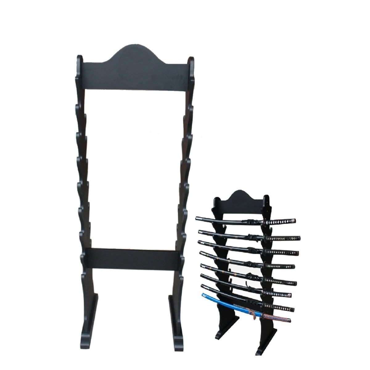 Generico Supporto Katana-Kake da Pavimento in Legno Nero, Espositore per 16 Katane o Spade