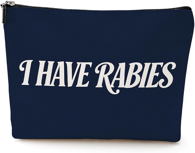 Necessaire PQV com estampa de letras, Navy Blue 895, 24,64 cm x 24,64 cm x 24,64 cm, 1 unidade