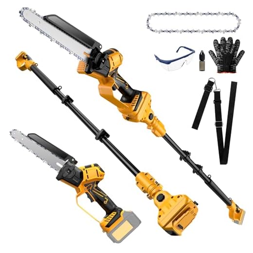 2-IN-1 Cordless 8 Inch Pole Saw & Mini Chainsaw For DE Walt 20V MAX Battery, 15.8 FT Max Reach, Auto Oiling, Brushless Electric Pole Saws for Tree Trimming & Branch Cutting (No Battery)