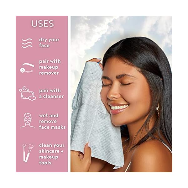 Clean-Skin-Club-Clean-Towels-XL-Worlds-1ST-Biodegradable-Face-Towel-Disposable-Makeup-Removing-Wipes-Dermatology-Tested-Approved-100-Organic-Cruelty-Free-Super-Soft-for-Sensitive-Skin-50-Count-Single- Clean Skin Club Clean Towels XLâ¢, 100% USDA Biobased Face Towel, Disposable Face Towelette, Makeup Remover Dry Wipes, Ultra Soft, 50 Ct, 1 Pack