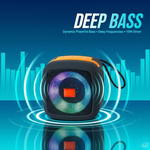 Image of Drumstone 10W TWS Bluetooth Speaker with IPX5 Waterproof, Dynamic Thunder Sound, Powerful Bass, Disco LED Light & 1200mAh Battery | USB /AUX /Memory Card Support Portable Wireless Speaker