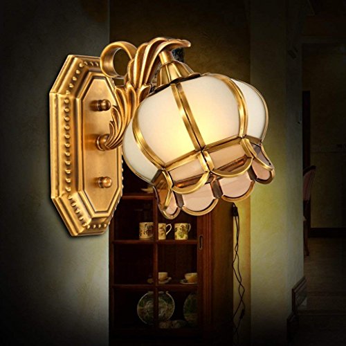 Iluminación cálida de diseño europeo en cobre completo para espejo y pared