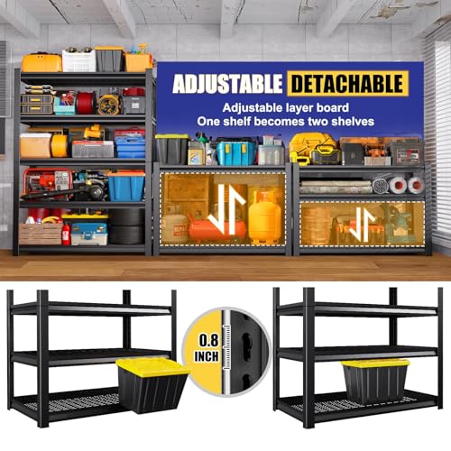 Image of 72 inchHx59 inchWx20 inchDGarage Shelving-2500 lbs 5 Tier Storage Shelves,Adjustable Heavy Duty Metal Shelving Unit and Storage Large Wire Rack,Utility Steel Shelf for Warehouse Industrial Pantry Basement