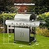 4-Burner Gas BBQ Grill with Side Burner, Porcelain-Enameled Cast Iron Grates, Baking Pan, 42,000 BTU Stainless Steel Propane Grill