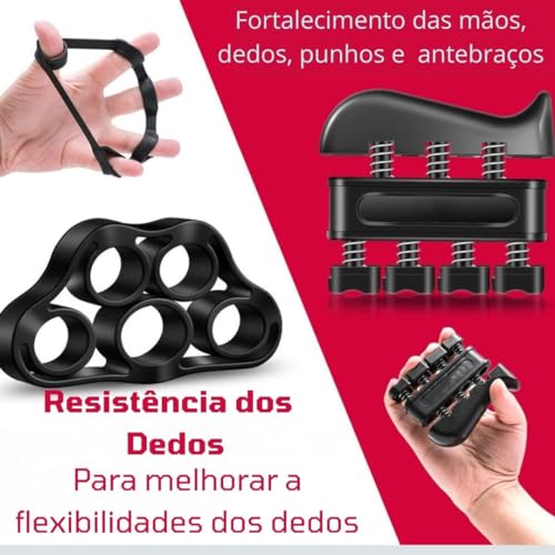 Kit Hand Grip com 5 peças. Fortalecedor de Mão Conjunto de Exercício para Dedos Mãos e Punhos Acessó