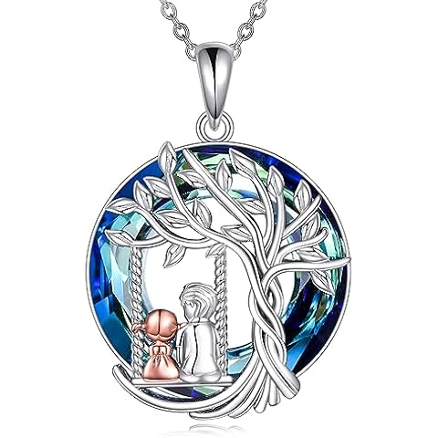 CRMAD Sister Gifts from Brother for Sister Sterling Silver Brother and Sister Necklace Tree of Life Crystal Jewelry for Birthday Christmas Gifts (crystal) Cover
