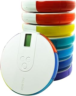FRCOLOR Digital Weekly Organizer with Color Coded Compartments and Removable Timer Alarm Reminder for Morning Lunch Dinner Bedtime Medicine Management