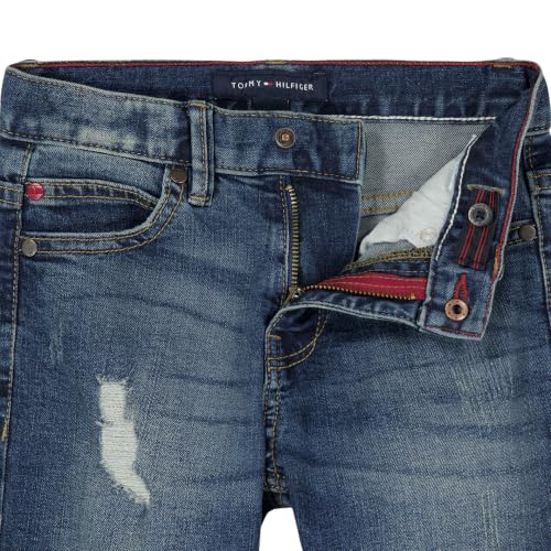 Image of Tommy Hilfiger Boys' 5-Pocket Stretch Slim Straight Leg Denim Jean, Zipper Fly & Button Closure