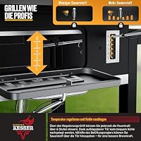 KESSER® Holzkohlegrill XXL Grillwagen mit Deckel & Thermometer – großer BBQ Kohlegrill Wagen, Smoker Grill mit Kamin & Lüftung, mit Grillrost, Warmhalterost, Rädern, Ablage & Aschebehälter – Ansicht 5