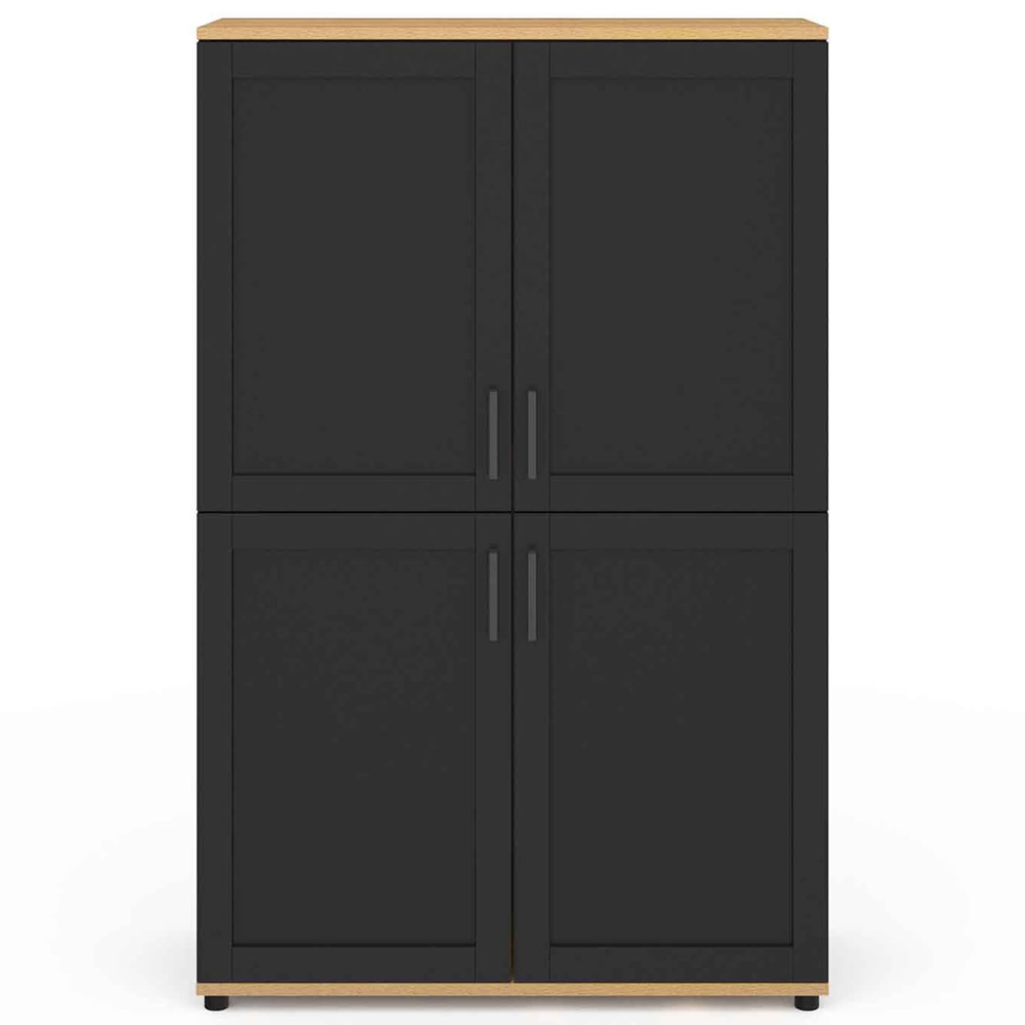 IDMarket - Buffet Alto H. 125 cm VITO 4 puertas negro y madera