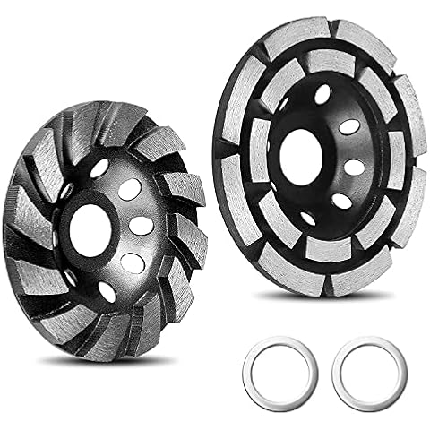 [Upgraded] 2 Pack Diamond Cup Grinding Wheel, Include 4-1/2 Inch Double Row Grinding Wheel, 4 Inch 12 Segs Heavy Duty Angle Grinder Wheels Sets for Angle Grinder Polishing Cover