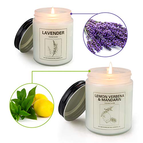 Lavender And Lemon Verbena Candle Gifts For Women 7 Oz Soy Candles Set For Home Scented, Long Lasting Aromatherapy Candles, 2 Pcs #TOP1