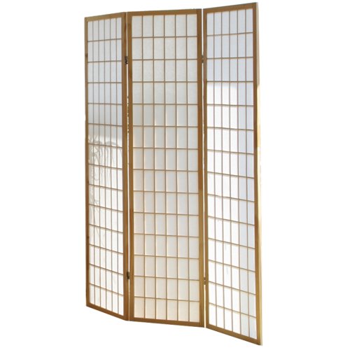 PEGANE Biombo japonés Shoji de Madera Natural de 3 Paneles