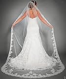 Farbe: Weiß / Elfenbein Brautschleier 3 Meter Eins Schicht Lange Spitze Braut Schleier Hochzeit Schleier Dom Braut Schleier Weiß Elfenbein , Ivory