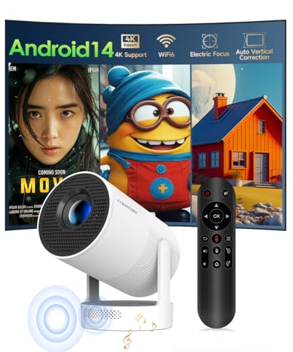 Image of 【Electric Focus】Magcubic Mini Projector 4K Support, Portable Projector with WiFi 6 and Bluetooth 5.4, Smart Proyector, 5W Soundbase Speaker, 180° Rotation for Home Theater