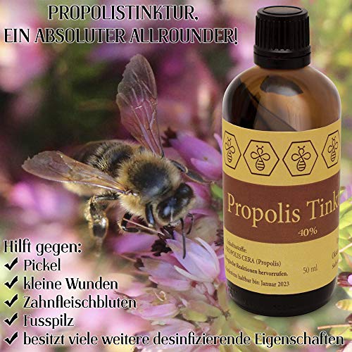 Nordbienchen Propolis Tropfen 40% - naturreine Propolis Tinktur direkt vom Imker - natürliches Rachen Spray, als Nagelserum, zum Gurgeln, bei Hautunreinheiten, uvm. Extrakt Serum 50ml – Bild 4