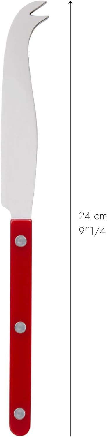 Sabre Paris - Cheese Knife 9.4 inches - Bistrot Collection - All Cheeses - Stainless Steel & Nylon - Dishwasher Safe - Burgundy - Brilliant Finish