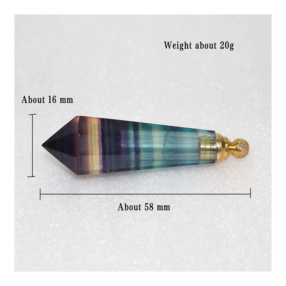 Heilstein Natürlicher Regenbogen Fluorit Kristallstein Parfümflasche Anhänger Gestreifter Fluorit Ätherisches Öl Flasche Halskette Pendel Balance Edelstein Dekoration (Farbe Raumdekoration