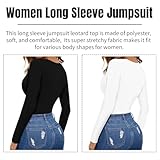 SamHeng Bodysuit for Women Long Sleeve Body Suits Mock Neck Ladies Tops Going Out Slim Fit Casual Bodysuits Leotard Skin-friendly Thong with Snap Closure(Black/M) - Image 2