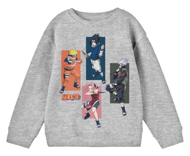 Bioworld Naruto Classic Characters In Boxes Youth Boys Athletic Gray Sweatshirt