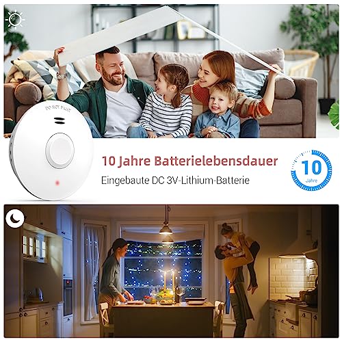 Putogesafe Rauchmelder vernetzt, Funkrauchmelder mit 10-Jahr Batterie, Max. 40 vernetzbarer...