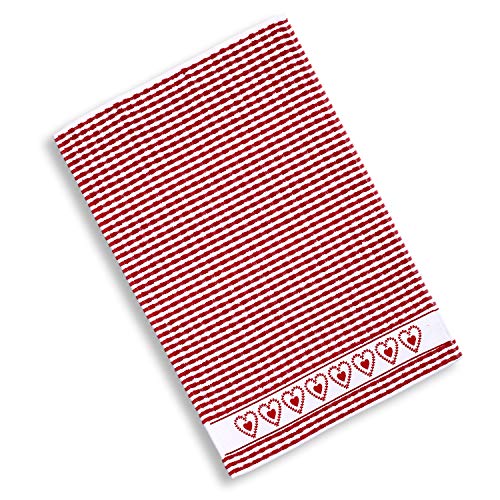 Cackleberry Home Laurel Hearts Terrycloth Kitchen Towels, Set Of 4 (Red) #TOP1