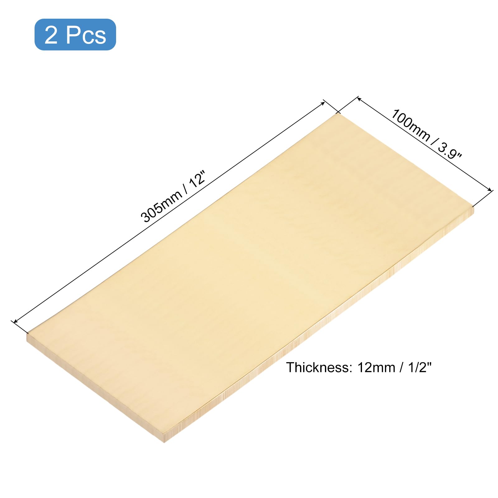 QUARKZMAN 2 Barres Plates 0.47"x3.94"x12" Barres Carrées Métalliques Plein