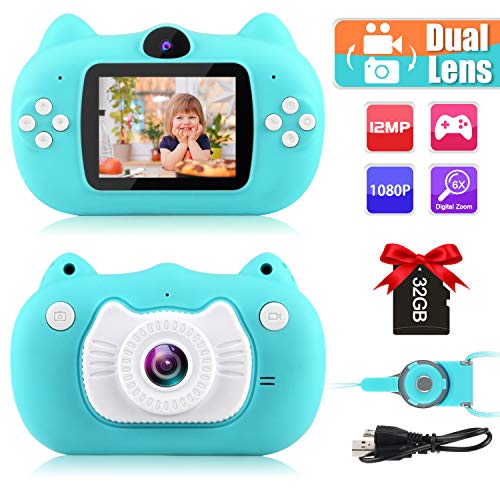 GKTZ Kids Camera Digital Dual Lens Video Cameras for Children Toys Camcorder