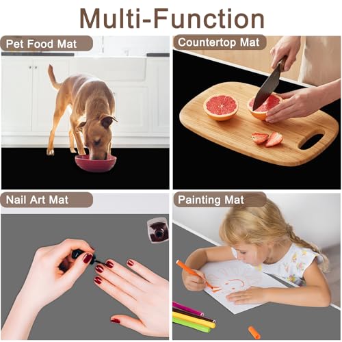 Image of 47.3''x23.6''(120cmx60cm) Extra Large Silicone Mat for Kitchen Counter 1.4MM Thick Non-Slip Heat Resistant Countertop Protector, Waterproof Durable Kitchen Mat for Countertop(Semitransparent)