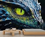 KIRESEI Epic Dragon Wall Mural, Flying Wyrm 3D Wallpaper, Dragon Wall Murals Wallpaper for Bedroom Living Room Office Background Decor (Non-self-Adhesive)