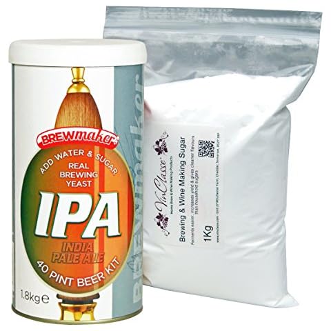 Brewmaker IPA - 40 Pint Homebrew Ingredient Kit Including 1Kg VinClasse Brewing Sugar Cover