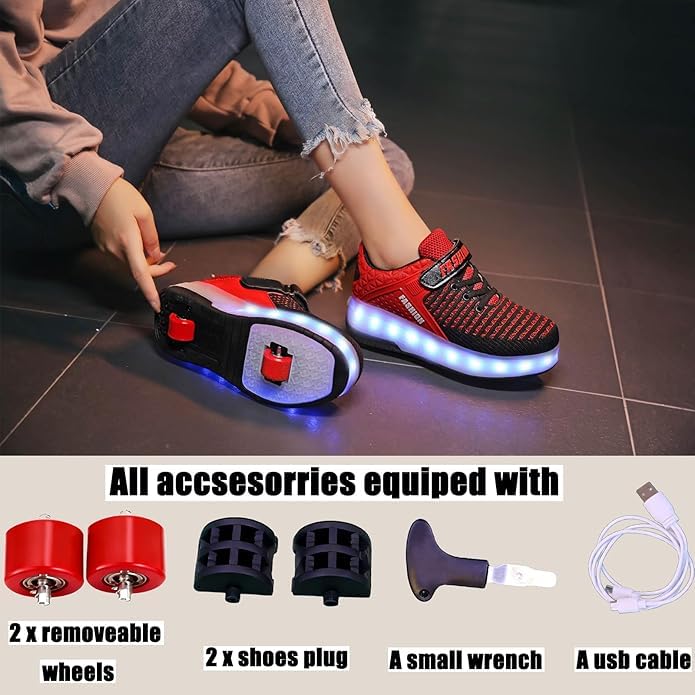 Image of Ylllu Kids LED Roller Skate Shoes with Wheel Light up Roller Shoes Gift for Girls Boys Children