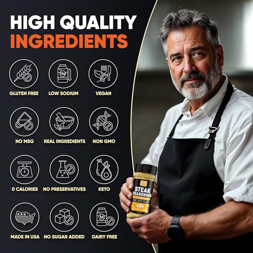 Steak Seasoning All Purpose Seasoning Mix - Gluten Free & Low Sodium Meat Seasonings for Ribeye, NY Strip & Tomahawk. Steaks Seasonings for Grilling. Beef Steaks Salt Blend. Steak Rub Spices. 4.6oz - Image 6