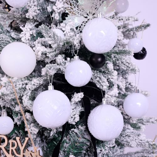 SZVRL Christmas Balls Ornaments -36pcs Shatterproof Christmas Tree Decorations with Hanging Loops for Xmas Tree, Holiday Party, Wedding & Indoor Home Decor,6 Styles in 3 Sizes (White) - image 6