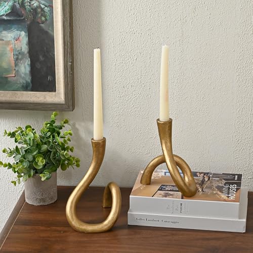 Gold Cast Iron Taper Candle Holder, Candlestick Holder Decorative, Gift