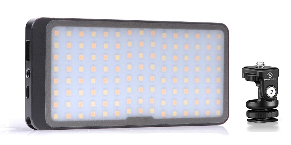 SUNWAYFOTOFL-120 Powerful & Lightweight Video Fill Light Panel 3000k-5500k LED Adjustable Color Temperature Stepless Output Ideal for DSLR