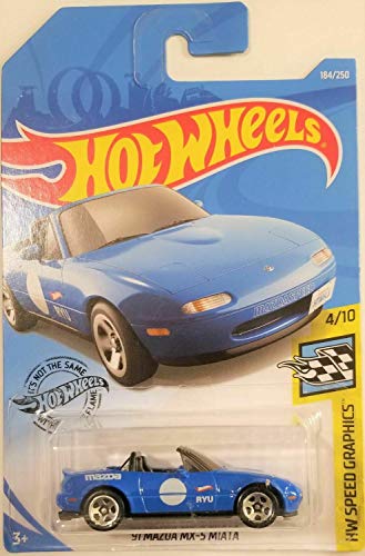 Mazda MX-5 Miata a escala 1:64 azul Hot Wheels miniatura 1