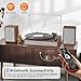 Vinyl Record Player with External Bookshelf Speakers, 33-1/3 45 78 RPM Vintage Bluetooth Stereo Turntable for Vinyl Records,Belt-Driven System, Auto-Stop, Support AUX/RCA, Tan Oak Finish