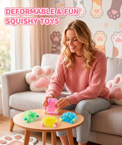 Image of 3PCS Taba Squishy Cat Paw, Taba Squishy for Relaxing Sensory Fidget Pinch Family for Kids Cat Paw Squeeze Cute Beautiful Cat Paw (random4)
