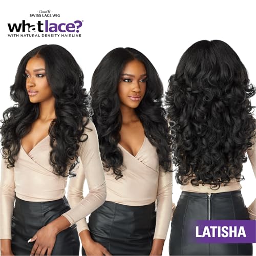 sensationnel what lace 13x6 wigs - latisha lacefrontal hand tied glueless synthetic with natural density preplucked hairline off black 1b