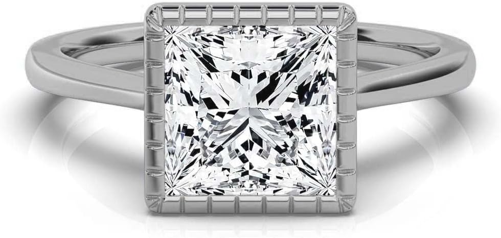 1 Ct IGI Certified Lab Grown Diamond Ring For Her 10K 14K 18K Solid Gold Bezel Set Lab Grown Diamond Engagement Ring Handcrafted with Love (1 Carat, Color:E-F, Clarity:VVS2)