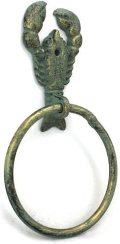 Miniatura 113 de Toallero de hierro fundido de plata antigua de 8.5 pulgadas - Decoración de conchas marinas - Decoración del hogar del mar Plata,Hierro fundido,Azul