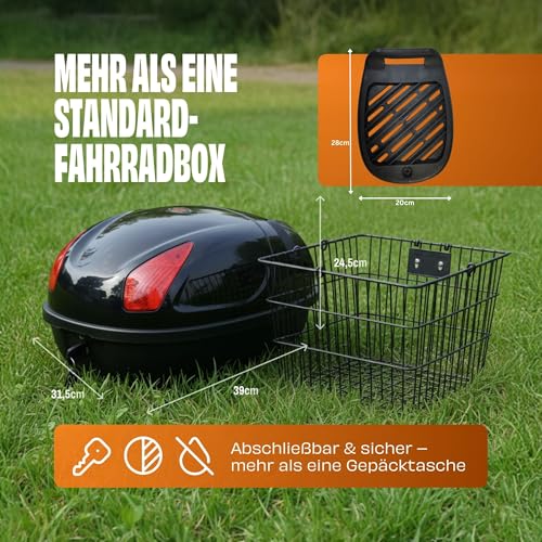 Red Loon Fahrradbox für Gepäckträger abschließbar Fahrrad Topcase | Fahrradkoffer abschließbar | Gepäckträgerkoffer | 17 Ltr für Roller