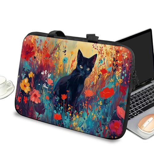 Funda delgada para laptop de 11 a 12 pulgadas con asa y cremallera, funda de transporte para tableta, bolsa de mensajero, bolsa portátil para hombres y mujeres, gato de azúcar