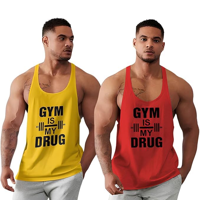 Men's Gym Vest for Bodybuilding | RAW Gear Stringer Tank Top | Sleeveless Workout T-Shirt for Fitness, Muscle & Training Wear Pack of 2-picture-15