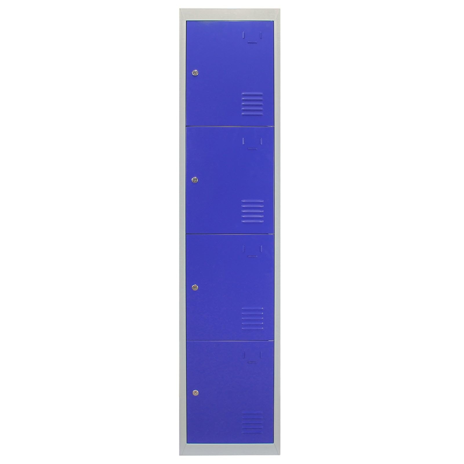 Monster Shop - 3 Armadietti da Montare con 4 Porte Blu in Acciaio 45cm x 114cm x 180cm per Scuole, Palestre e Spogliatoi