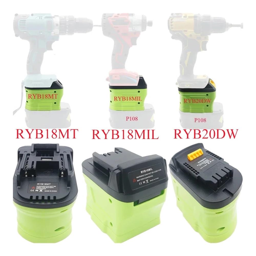 Kompatybilny z akumulatorami litowo-jonowymi Ni-Cd/mAh Ryobi Konwertuje na kompatybilny z narzędziami Makita/Dewalt/Milwaukee RYB18MT RYB20DW RYB18MIL Adapter baterii(RYB20DW)