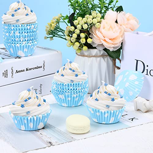300 Pcs Cloud Blue Cupcake Liners White Light Blue Cupcake Wrappers Paper Blue Muffin Cups Birthday Theme Party Baking Cups Baby Shower Decor Could Baking Wrapping And Packaging For Party Supplies #TOP2